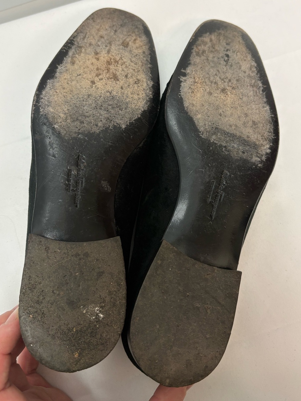 Salvatore Ferragamo Black Velvet Venetian Loafers Smoking Flats Size 7.5 C - Picture 8 of 10